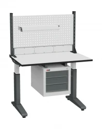 Стол монтажный ДиКом СР-100-01, ESD Thermopal, регулировка винтом, экран Э1, с подвесной тумбой, со светильником