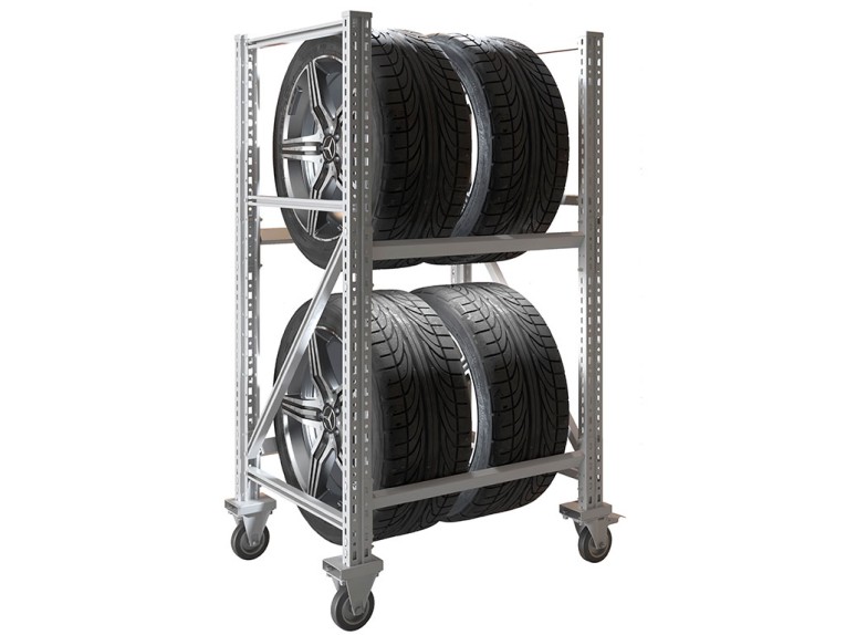 Стеллаж MS PRO 1350/781X606 передвижной для хранения до 4 шин купить в 