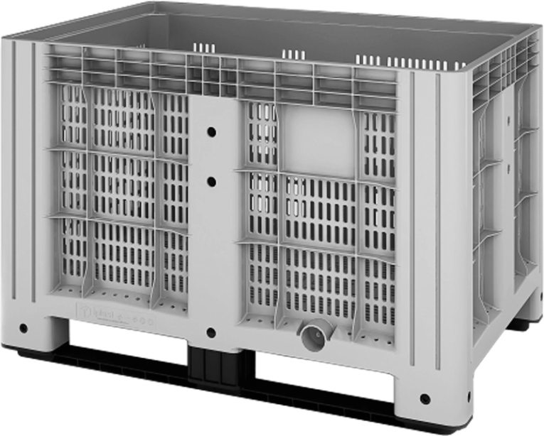 Контейнер 1200х800х800 мм перфорированный серый на полозьях купить в Контейнер 1200х800х800 мм перфорированный серый на полозьях купить в