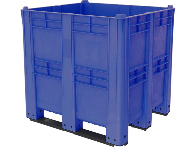 BoxPallet 1300х1150х1250 сплошной, на 3 полозьях синий купить в 