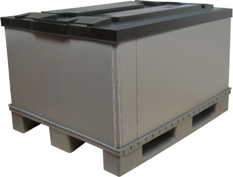 Контейнер 1200х800х860 мм сплошной разборный на п/паллет серый купить в Контейнер 1200х800х860 мм сплошной разборный на п/паллет серый купить в
