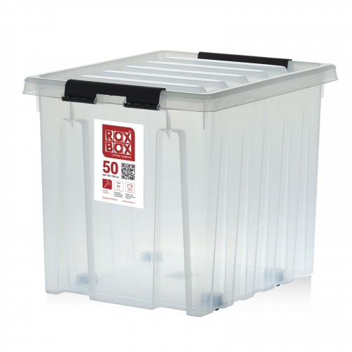 Контейнер Rox Box Original 50 (500х390х390 мм с крышкой и клипсами, на роликах, прозрачный) купить в 