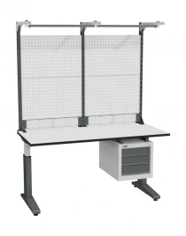 Стол монтажный ДиКом СР-150-01, ESD Thermopal, регулировка винтом, экран Э3, с подвесной тумбой