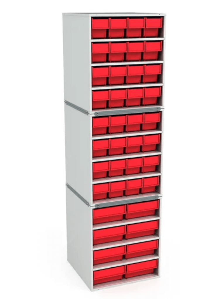 Стационарная кассетница ДиКом (на 3 яруса) с красными ящиками купить в Стационарная кассетница ДиКом (на 3 яруса) с красными ящиками купить в