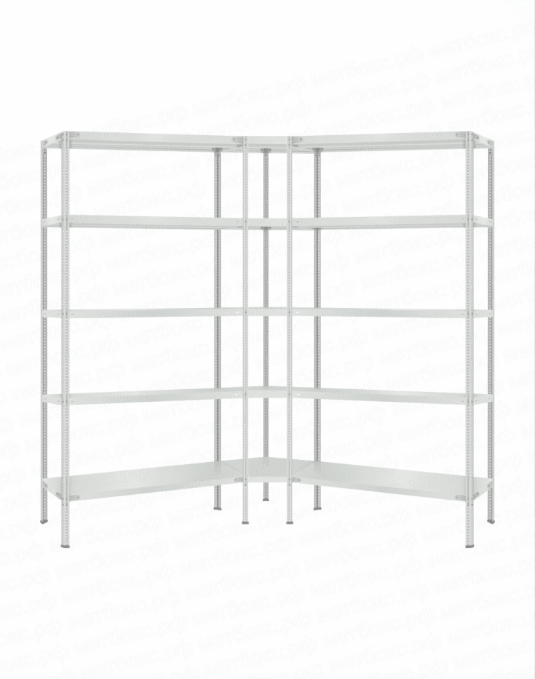 Стеллаж угловой 2000х1600х1600 (5 ярусов глубиной 400мм) купить в Стеллаж угловой 2000х1600х1600 (5 ярусов глубиной 400мм) купить в